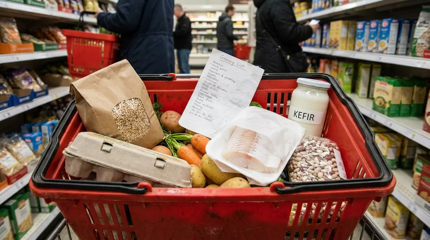 список покупок для простого недельного меню с крупами овощами яйцами и рыбой